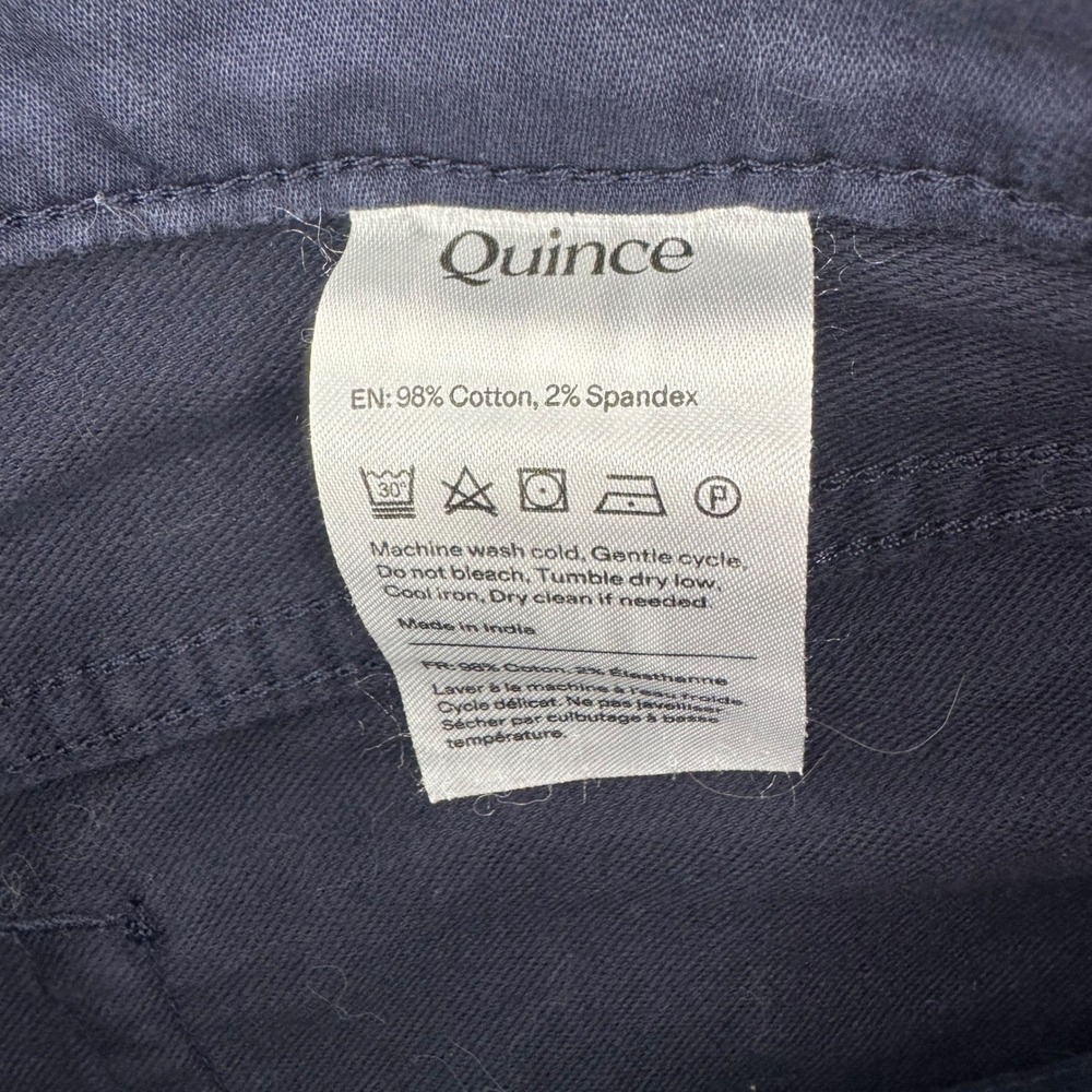 Quince 5-Pocket Pants Mens 34x32 Navy Blue Stretch Chino Straight Leg Business - Picture 4 of 8